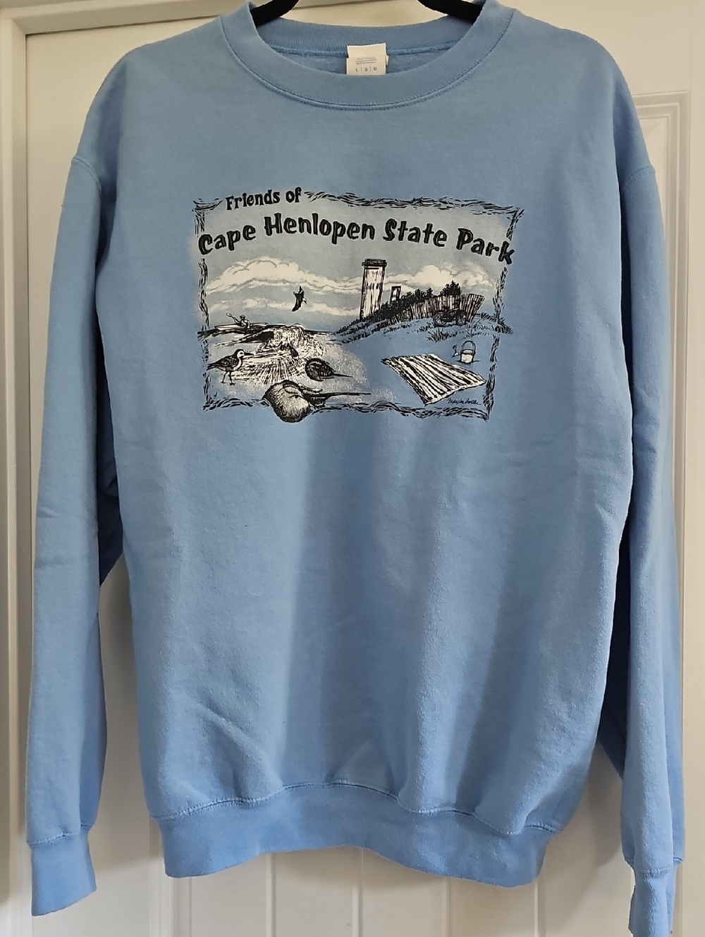 Cape Henlopen State Park, Lewes, DE Blue Crewneck Sweatshirt, Large
